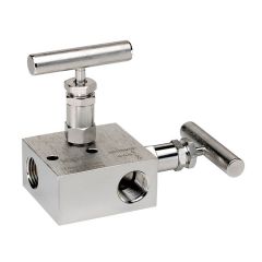 NOSHOK 2604-FFS, hard_seat, 1/2" NPT, Female x Female, 316 Stainless Steel, 0.156" Orifice 2 Manifold Valve